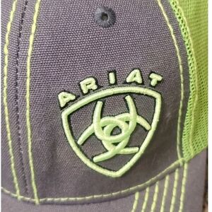 Ariat Mens Adjustable Mesh Gray and Lime Green Cap OSFA NWOT